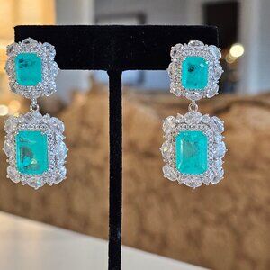 Paraiba Tourmaline Emerald Earrings